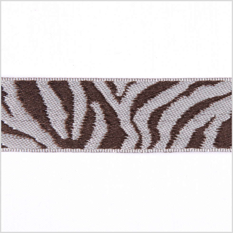 1/2″ Brown/Silver French Jacquard Ribbon 1/2″ Brown/Silver French Jacquard Ribbon