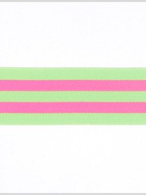 Green/Hot Pink Striped Grosgrain Ribbon Green/Hot Pink Striped Grosgrain Ribbon