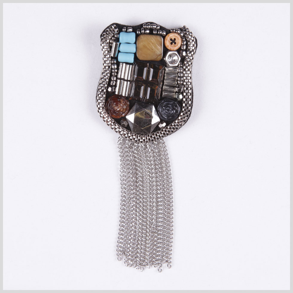 2″ x 6″ Black Nickel Beaded Brooch 2″ x 6″ Black Nickel Beaded Brooch