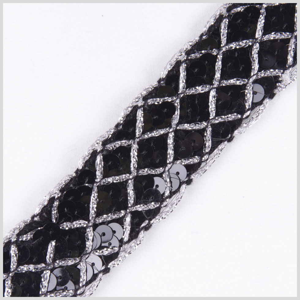1.375″ Black/Silver Fancy Sequin Trim 1.375″ Black/Silver Fancy Sequin Trim