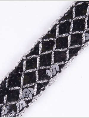 1.375″ Black/Silver Fancy Sequin Trim 1.375″ Black/Silver Fancy Sequin Trim