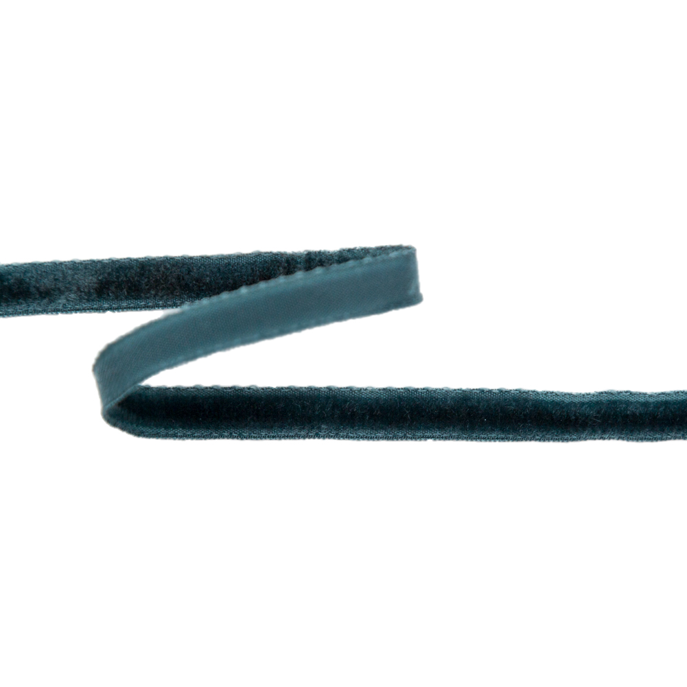 Italian Midnight Green Single Face Velvet Ribbon - 5mm