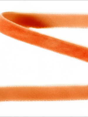 Tangerine Single Face Velvet Ribbon – 0.375″ Tangerine Single Face Velvet Ribbon – 0.375″
