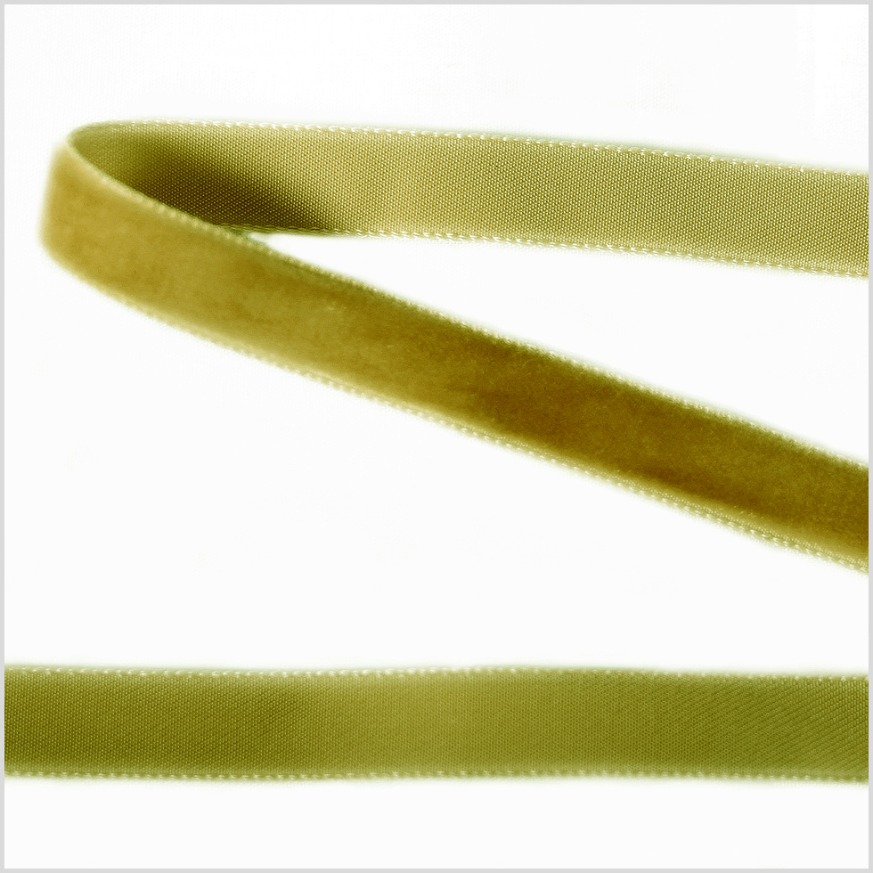 Olive Single Face Velvet Ribbon – 0.375″ Olive Single Face Velvet Ribbon – 0.375″