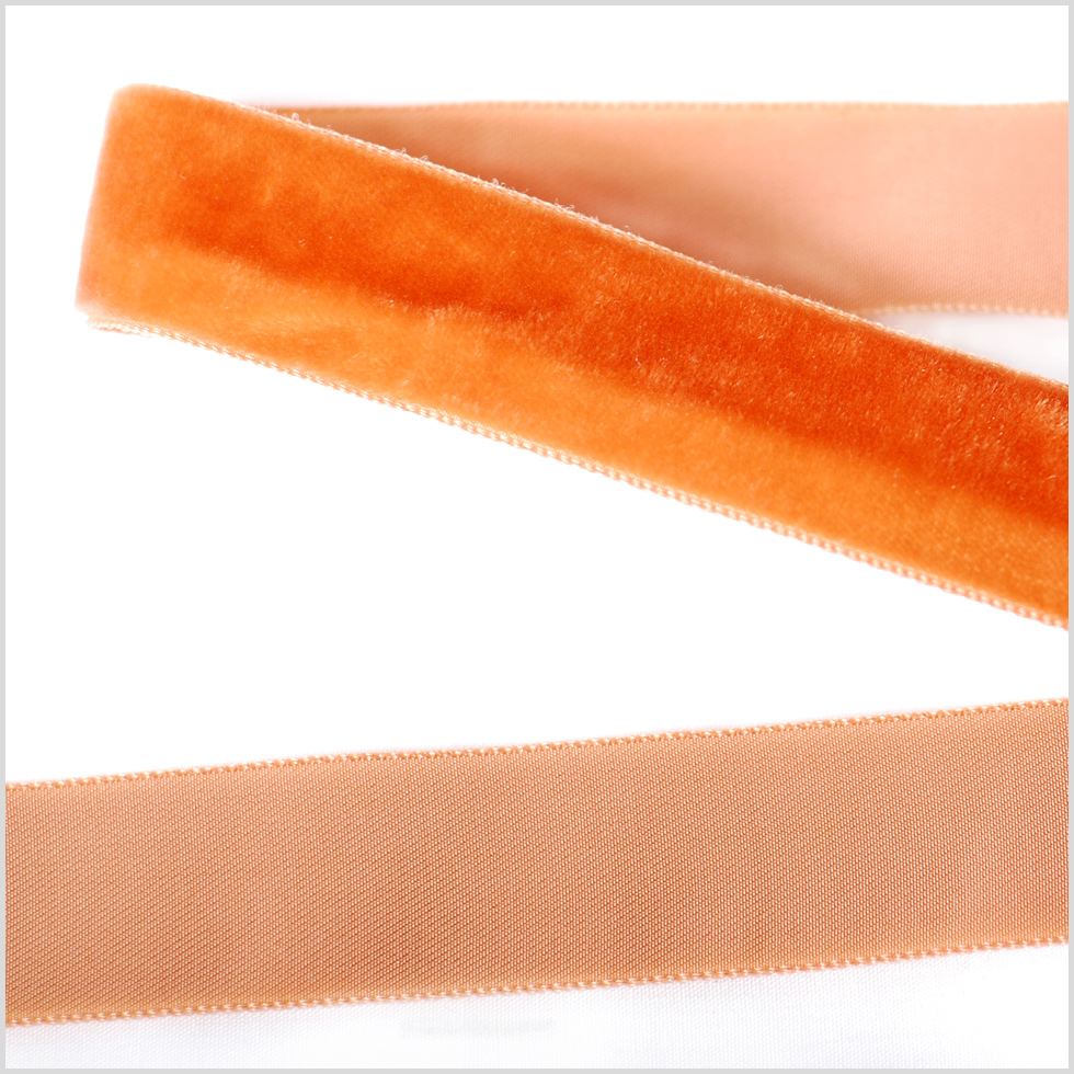 Tangerine Single Face Velvet Ribbon – 7/8″ Tangerine Single Face Velvet Ribbon – 7/8″