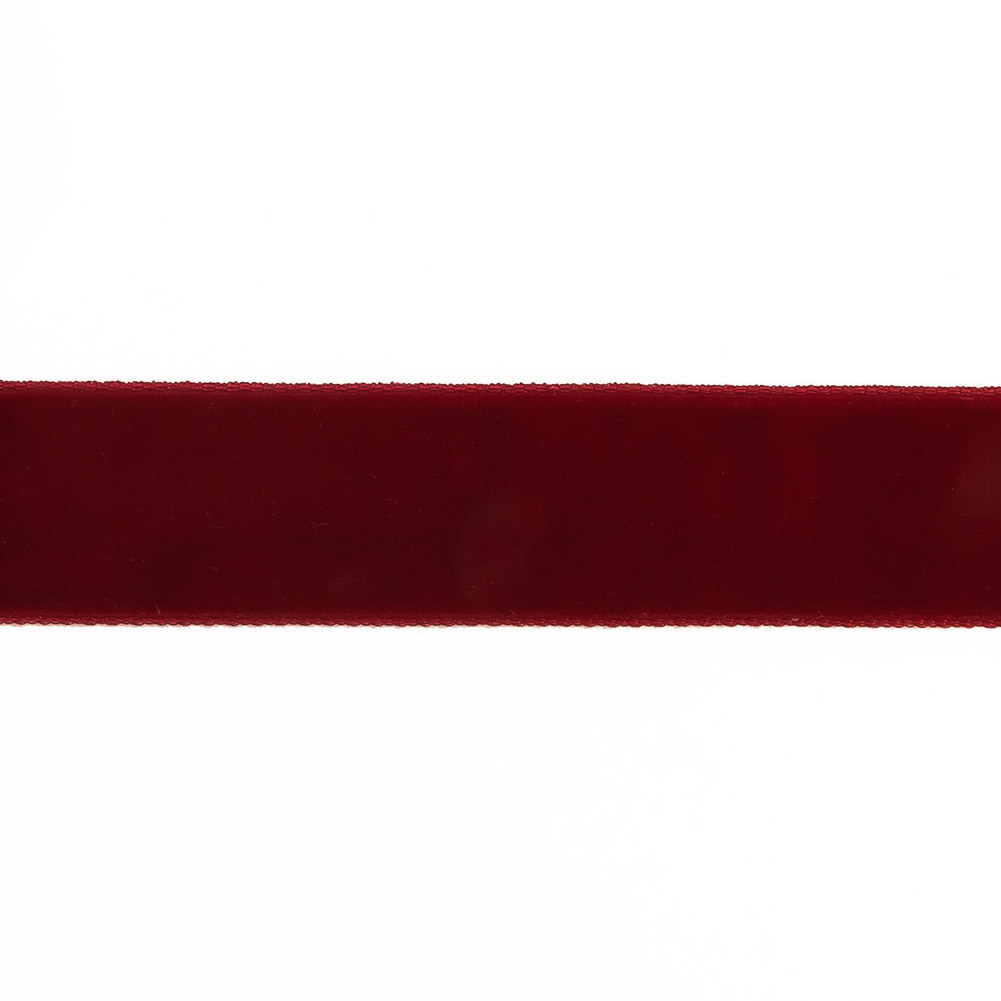 Dark Red Single Face Velvet Ribbon - 7/8"