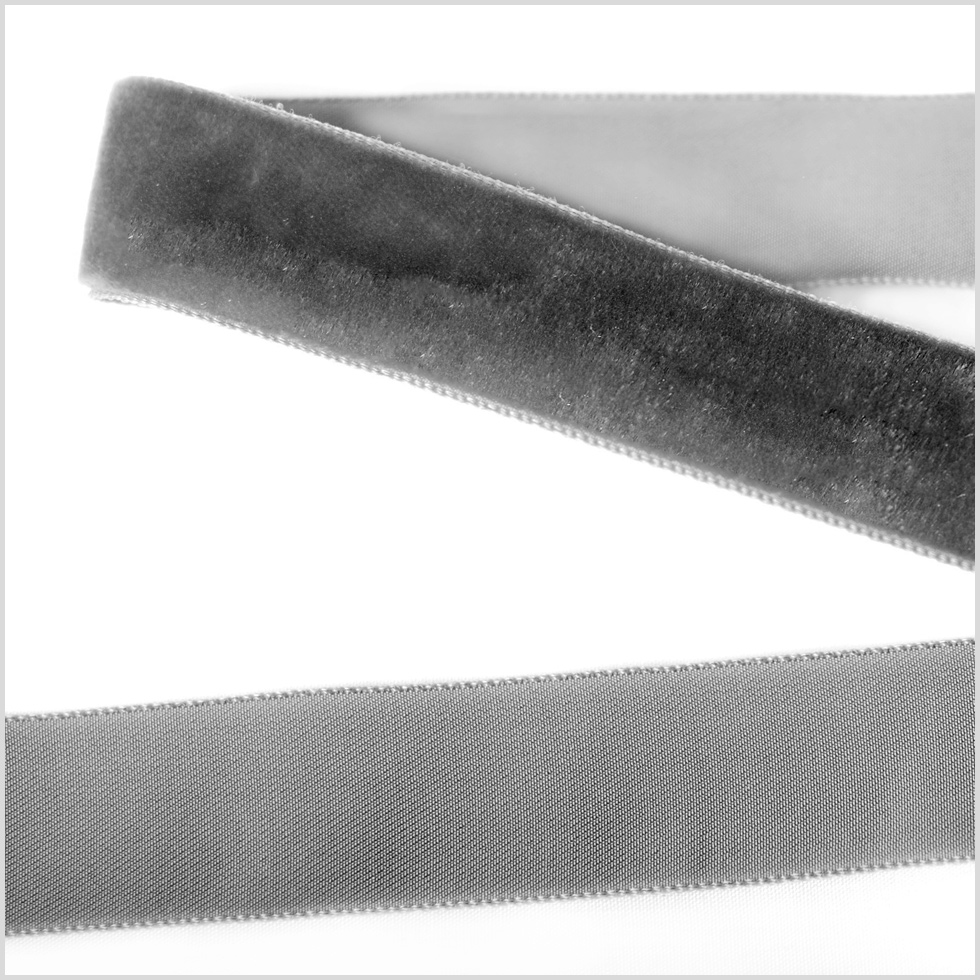 Pewter Single Face Velvet Ribbon – 0.875″ Pewter Single Face Velvet Ribbon – 0.875″