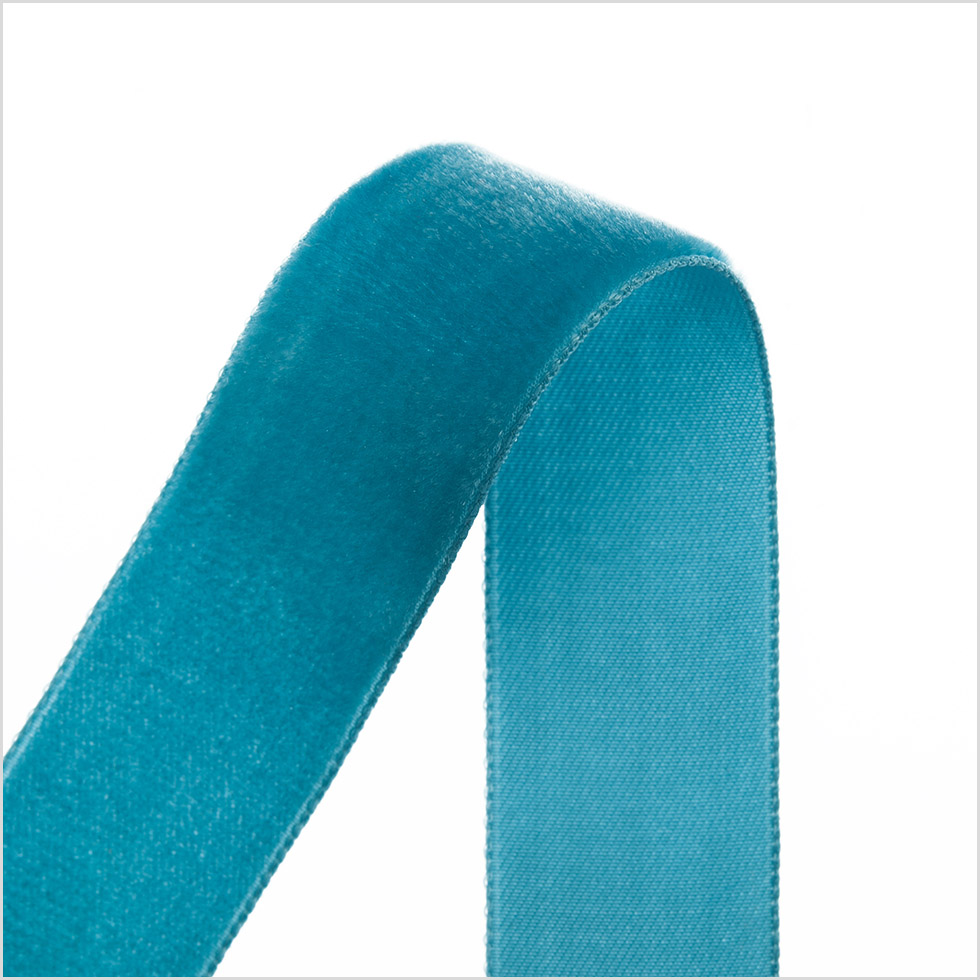Dark Turquiose Single Face Velvet Ribbon - 7/8"