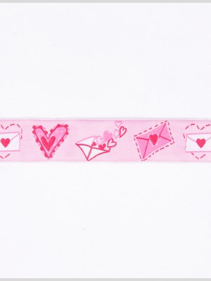 Lovey Dovey Pink French Jacquard Ribbon Lovey Dovey Pink French Jacquard Ribbon