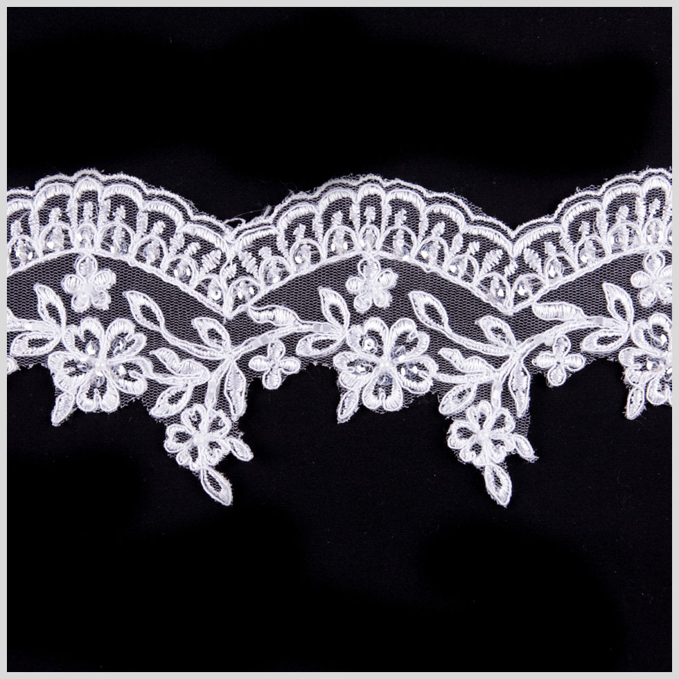 3.25″ White Bridal Beaded Lace 3.25″ White Bridal Beaded Lace