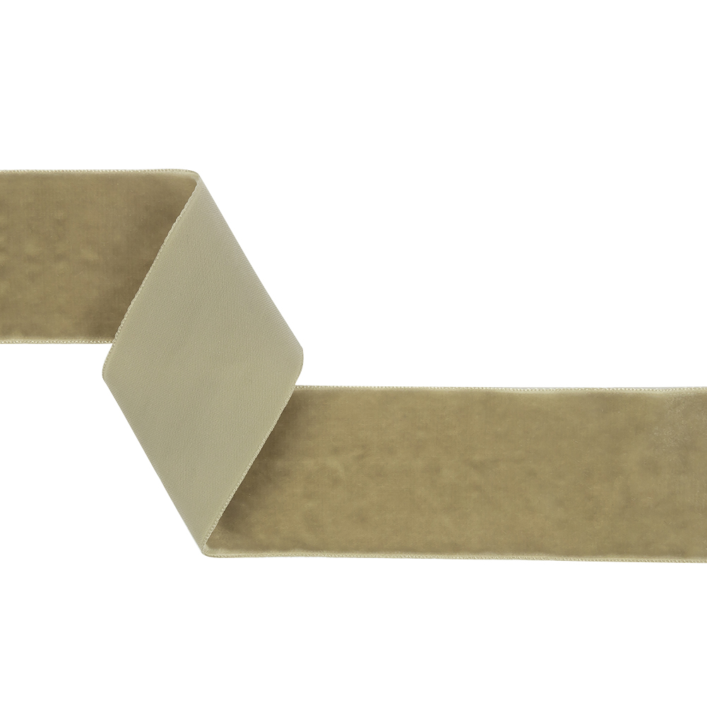Khaki Single Face Velvet Ribbon – 2″ Khaki Single Face Velvet Ribbon – 2″