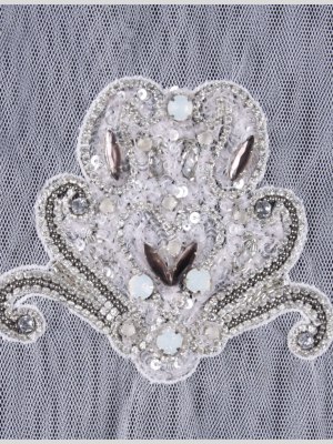 White/Silver Beaded Applique White/Silver Beaded Applique