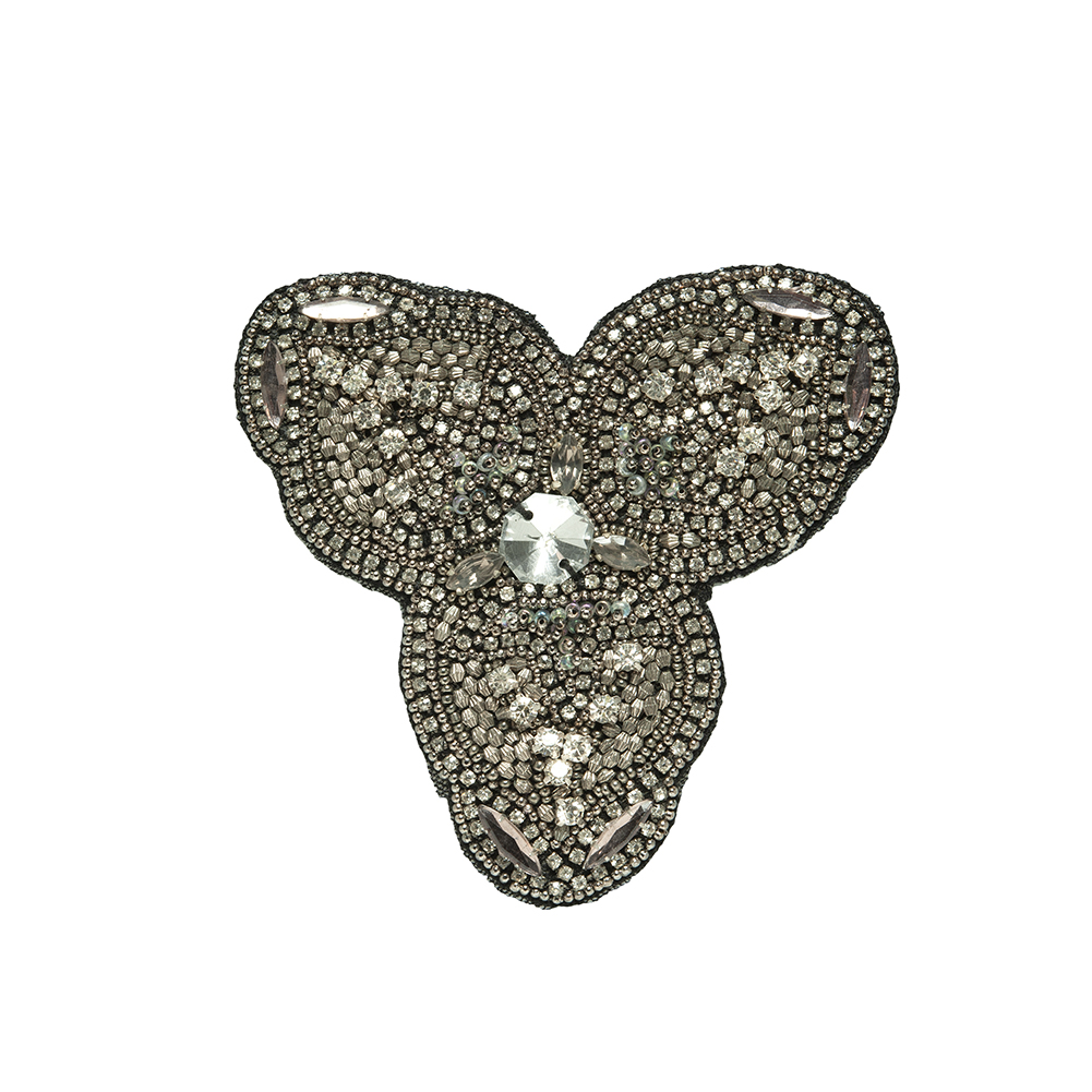 Gunmetal and Crystal Abstract Beaded Rhinestone Applique – 4.375″ x 3.75″ Gunmetal and Crystal Abstract Beaded Rhinestone Applique – 4.375″ x 3.75″