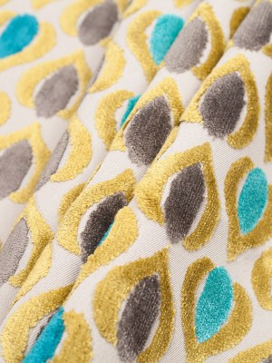 Green/Blue Geometric Cut Polyester-Viscose Velvet Green/Blue Geometric Cut Polyester-Viscose Velvet