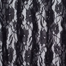 Famous Designer Black Ruffled Strips Lace Famous Designer Black Ruffled Strips Lace