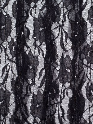 Famous Designer Black Ruffled Strips Lace Famous Designer Black Ruffled Strips Lace