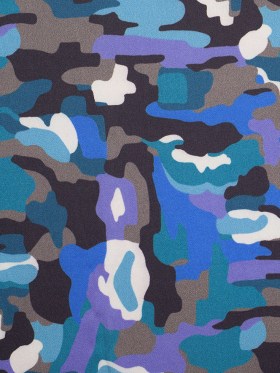 NYC Designer Teal Camo Poly Charmeuse NYC Designer Teal Camo Poly Charmeuse