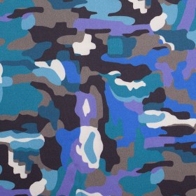 NYC Designer Teal Camo Poly Charmeuse NYC Designer Teal Camo Poly Charmeuse