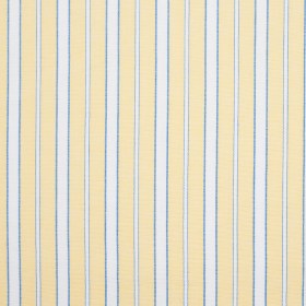 Pale Yellow, Blue and White Striped Handwoven Cotton Pale Yellow, Blue and White Striped Handwoven Cotton