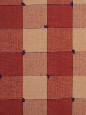 Wheat, Mineral Red and Navy Tufted Big Checks Handwoven Cotton Wheat, Mineral Red and Navy Tufted Big Checks Handwoven Cotton