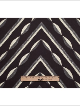 Famous NY Designer Black, Pale Gold and Gray Print Cotton Sateen Famous NY Designer Black, Pale Gold and Gray Print Cotton Sateen