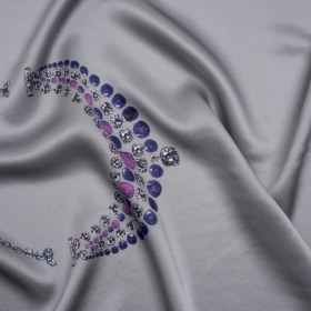 Silk Charmeuse Panel by Ralph Lauren – Silver, Pink and Purple Jeweled Necklace – Designer Deadstock Silk Charmeuse Panel by Ralph Lauren – Silver, Pink and Purple Jeweled Necklace – Designer Deadstock