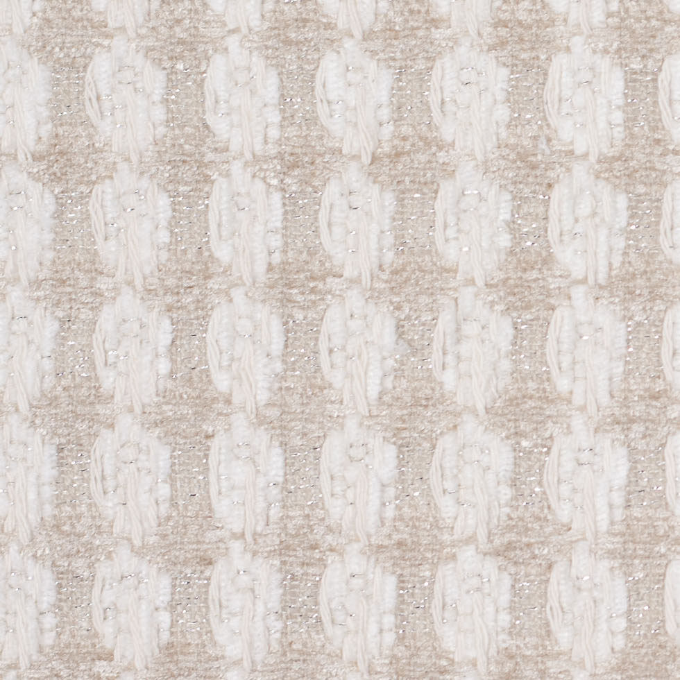 Bright White and Birch Checkered Cotton-Acrylic Boucle