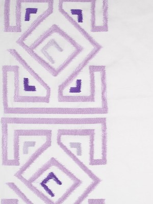 Lupine Purple and White Embroidered Panel Linen Lupine Purple and White Embroidered Panel Linen