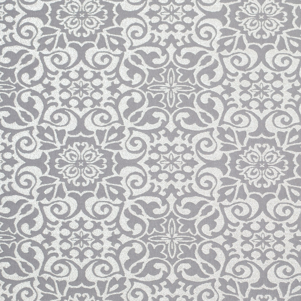 Metallic Silver, White, and Gray Stretch Acrylic Brocade Metallic Silver, White, and Gray Stretch Acrylic Brocade
