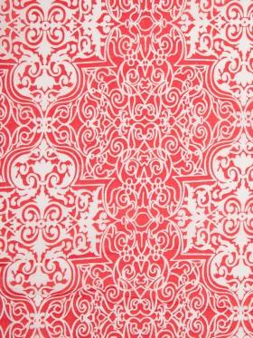 High Risk Red and White Ornate Tiles Printed Cotton Woven High Risk Red and White Ornate Tiles Printed Cotton Woven