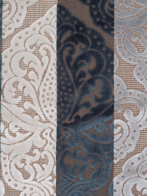 Blue/Brown Stiped Damask Cut-Out Velvet Blue/Brown Stiped Damask Cut-Out Velvet