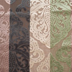 Green/Pink Stiped Damask Cut-Out Velvet Green/Pink Stiped Damask Cut-Out Velvet
