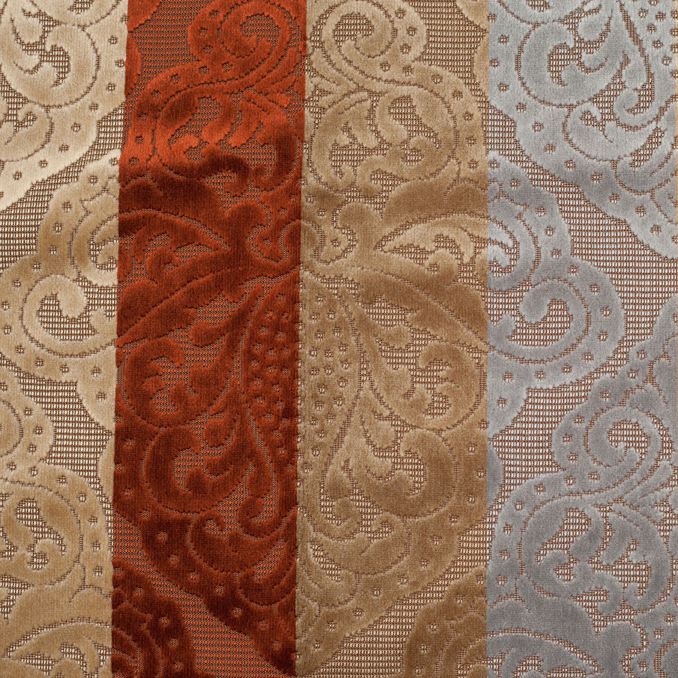 Rust Stiped Damask Cut-Out Velvet Rust Stiped Damask Cut-Out Velvet