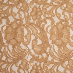 Re-Embroidered Lace with Scalloped Edge – Camel Floral Re-Embroidered Lace with Scalloped Edge – Camel Floral