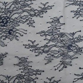 Re-Embroidered Lace with Scalloped Edge – Navy Floral Re-Embroidered Lace with Scalloped Edge – Navy Floral