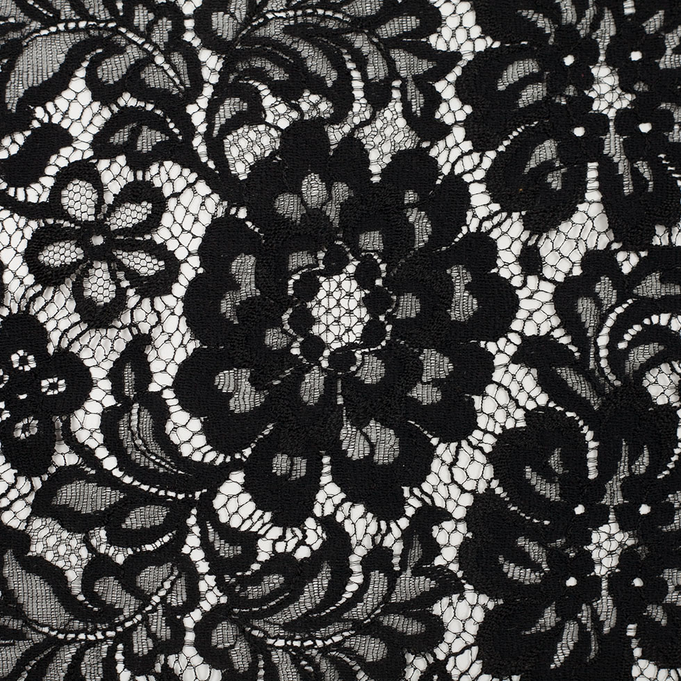 9″ Jet Black Scallop-Edged Floral Lace Trim 9″ Jet Black Scallop-Edged Floral Lace Trim
