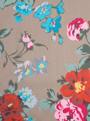 Medium Beige Floral Printed Cotton Sateen Medium Beige Floral Printed Cotton Sateen