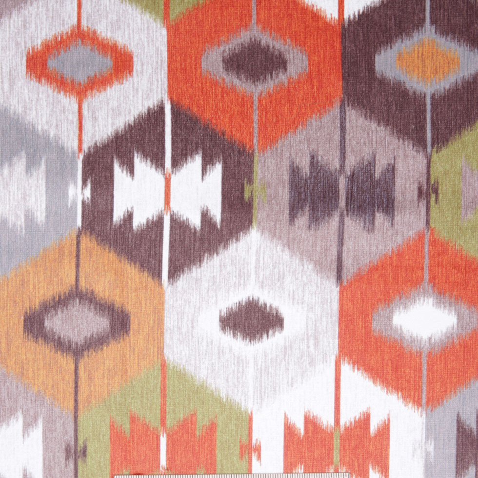 Orange Ikat Geometric Upholstery Velvet Orange Ikat Geometric Upholstery Velvet
