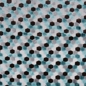 Aqua Laser-Cut Geometric Polyester Velvet Aqua Laser-Cut Geometric Polyester Velvet