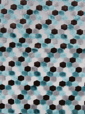 Aqua Laser-Cut Geometric Polyester Velvet Aqua Laser-Cut Geometric Polyester Velvet