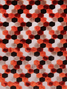 Orange Laser-Cut Geometric Polyester Velvet Orange Laser-Cut Geometric Polyester Velvet