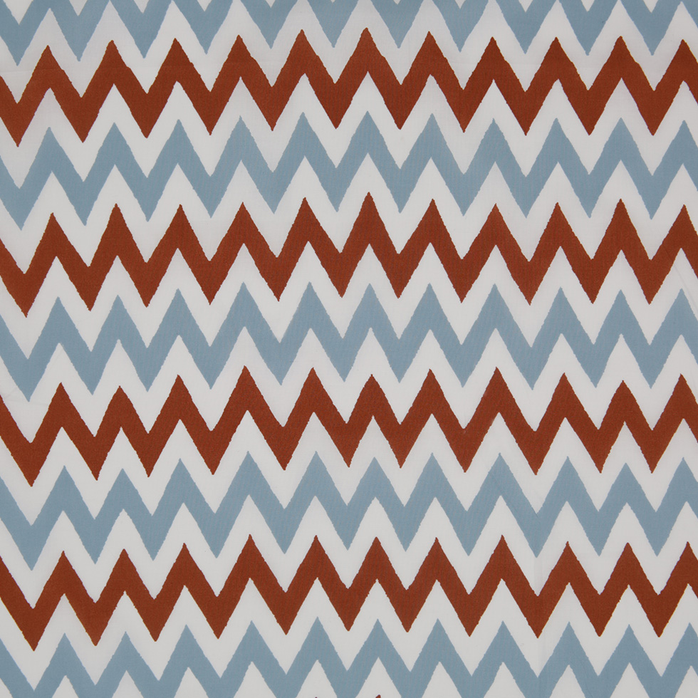 Brown/Blue/White Zig-Zag Printed Cotton Poplin Brown/Blue/White Zig-Zag Printed Cotton Poplin