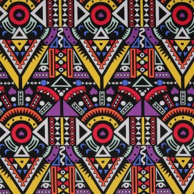 Purple/Yellow Multicolor Geometric Printed Stretch Cotton Twill Purple/Yellow Multicolor Geometric Printed Stretch Cotton Twill