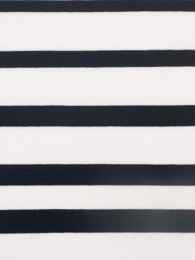 White/Navy Striped Stretch Cotton-Viscose Knit White/Navy Striped Stretch Cotton-Viscose Knit