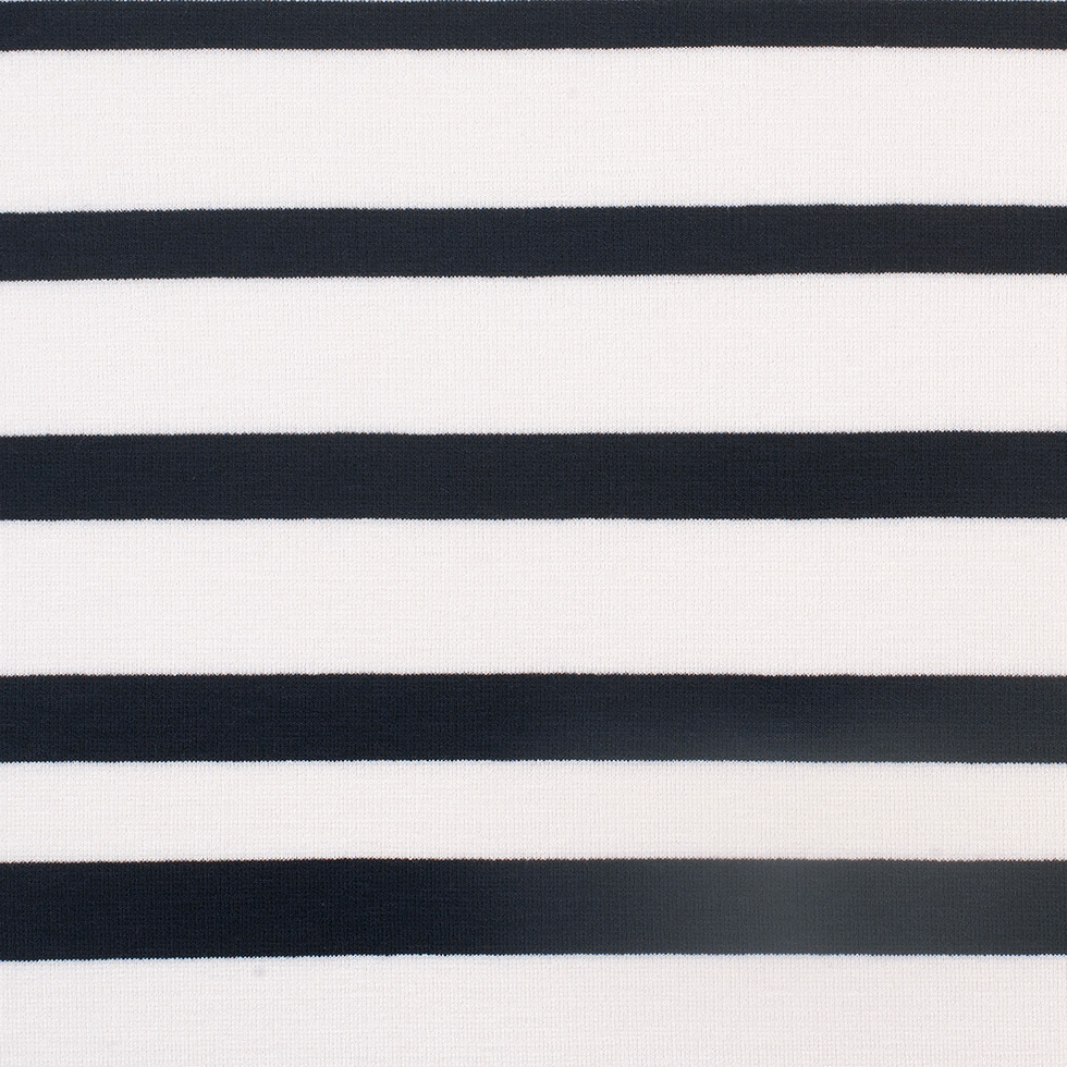 White/Navy Striped Stretch Cotton-Viscose Knit White/Navy Striped Stretch Cotton-Viscose Knit