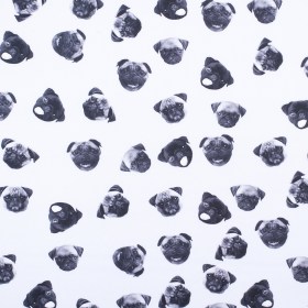 Black/White Digitally Printed Pugs Stretch Neoprene/Scuba Knit Black/White Digitally Printed Pugs Stretch Neoprene/Scuba Knit