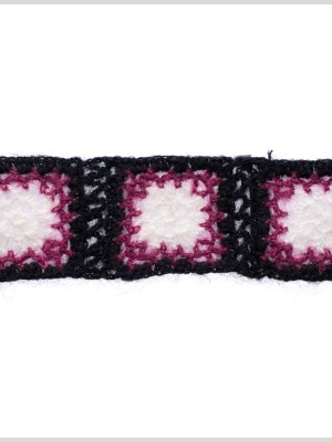 Black/Magenta/White Squares Crochet Lace Trim Black/Magenta/White Squares Crochet Lace Trim