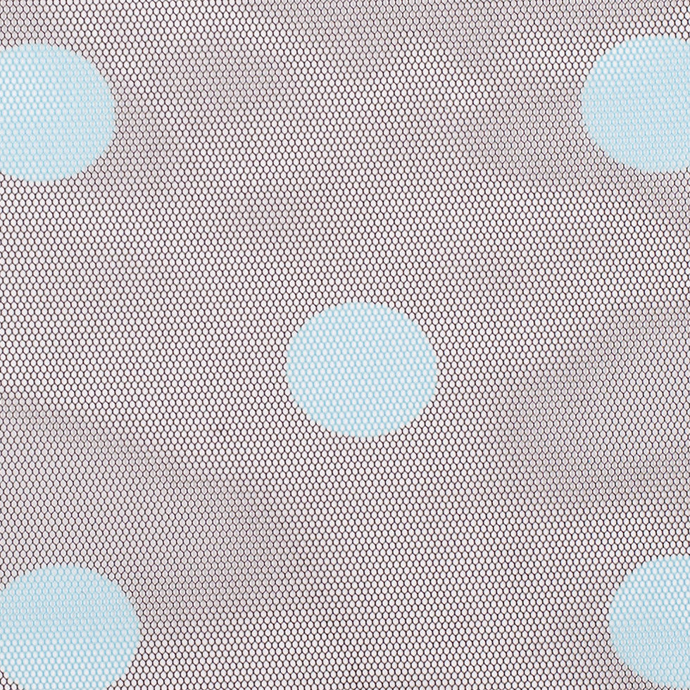 Black Coffee/Aqua Polka Dot Poly Mesh