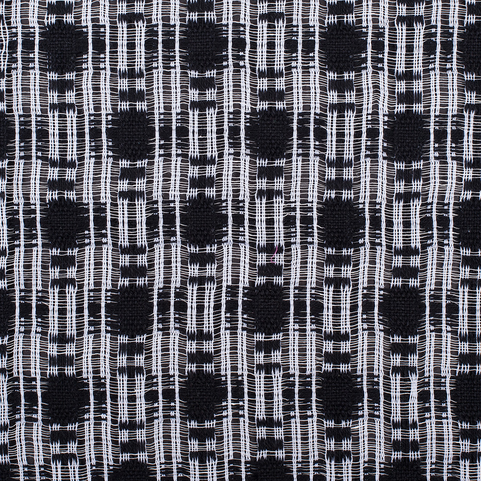 Black/White Open-Weave Checked Cotton Woven Black/White Open-Weave Checked Cotton Woven