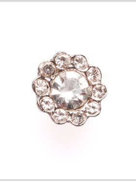 Silver/Clear Rhinestoned Metal Shank Back Button – 22L/14mm Silver/Clear Rhinestoned Metal Shank Back Button – 22L/14mm